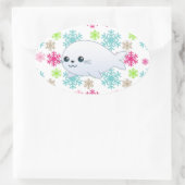 Sneeuwvlokken van baby ovale sticker (Tas)