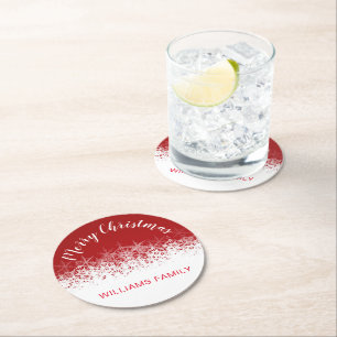 sneeuwvlokken van Bourgogne kerst Ronde Kartonnen Onderzetter