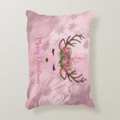 Sneeuwvlokken van goudmarmeren eenhoornrendieren i accent kussen (Voorkant(Verticaal))