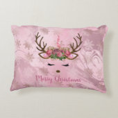 Sneeuwvlokken van goudmarmeren eenhoornrendieren i accent kussen (Achterkant)
