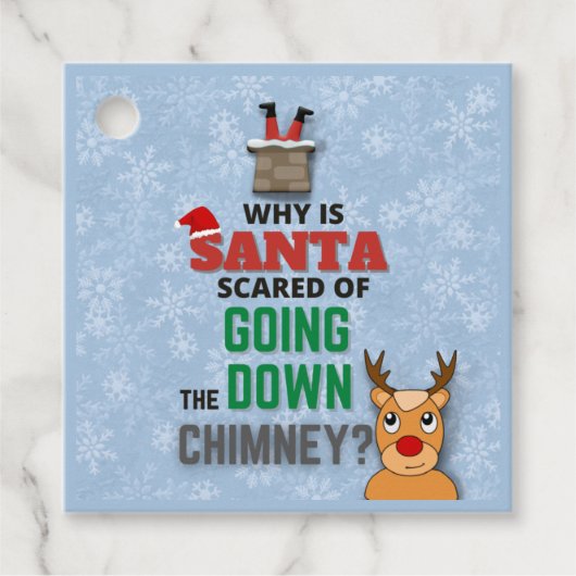 Sneeuwvlokken van Santa Claus chimney grappig blau Bedankjes Labels (Voorkant)
