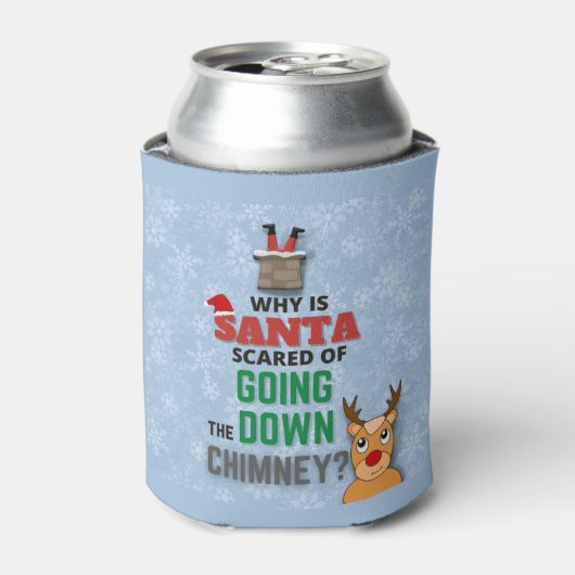 Sneeuwvlokken van Santa Claus chimney grappig blau Blikjeskoeler (Blikje Voorkant)
