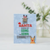 Sneeuwvlokken van Santa Claus chimney grappig blau Briefkaart (Staand voorkant)