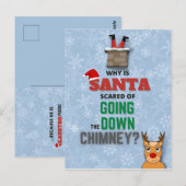 Sneeuwvlokken van Santa Claus chimney grappig blau Briefkaart (Voorkant / Achterkant)