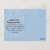 Sneeuwvlokken van Santa Claus chimney grappig blau Briefkaart (Achterkant)