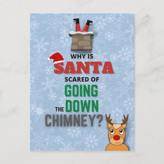 Sneeuwvlokken van Santa Claus chimney grappig blau Briefkaart (Voorkant)