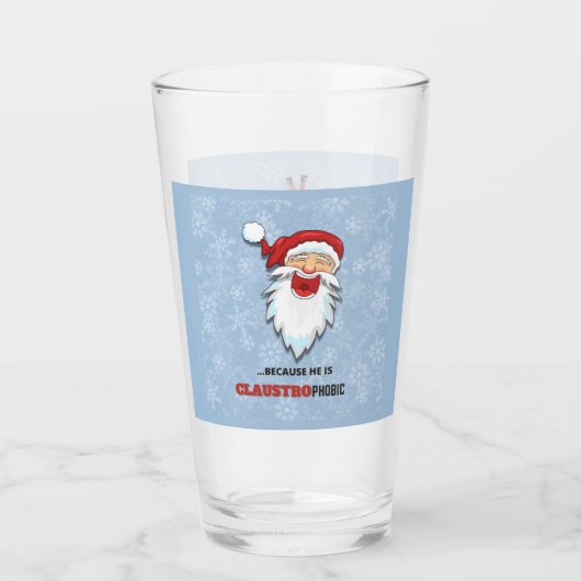 Sneeuwvlokken van Santa Claus chimney grappig blau Glas (Achterkant)