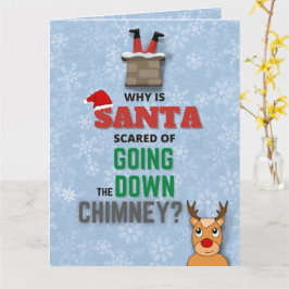 Sneeuwvlokken van Santa Claus chimney grappig blau Kaart