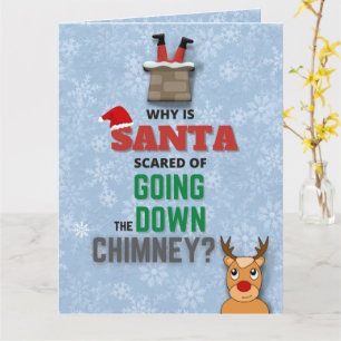 Sneeuwvlokken van Santa Claus chimney grappig blau Kaart