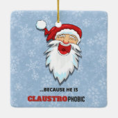 Sneeuwvlokken van Santa Claus chimney grappig blau Keramisch Ornament (Achterkant)