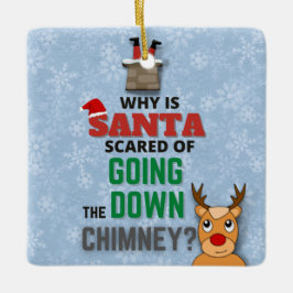Sneeuwvlokken van Santa Claus chimney grappig blau Keramisch Ornament