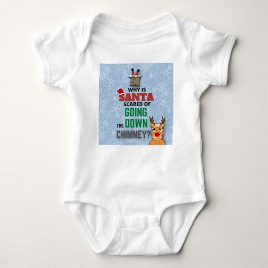 Sneeuwvlokken van Santa Claus chimney grappig blau Romper (Voorkant)