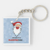 Sneeuwvlokken van Santa Claus chimney grappig blau Sleutelhanger (Achterkant)