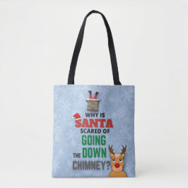 Sneeuwvlokken van Santa Claus chimney grappig blau Tote Bag