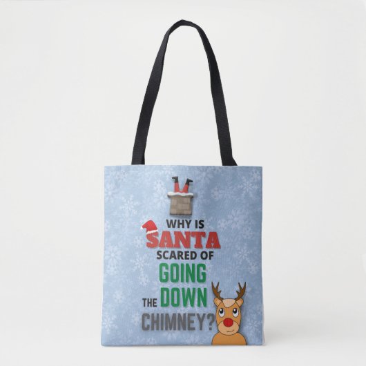 Sneeuwvlokken van Santa Claus chimney grappig blau Tote Bag (Voorkant)