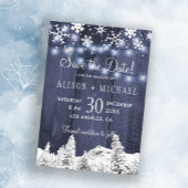 Sneeuwvlokken van snaarlampen sparen date bruiloft save the date