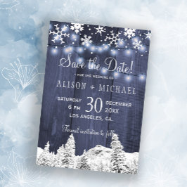 Sneeuwvlokken van snaarlampen sparen date bruiloft save the date