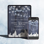 Sneeuwvlokken van snaarlampen sparen date bruiloft save the date