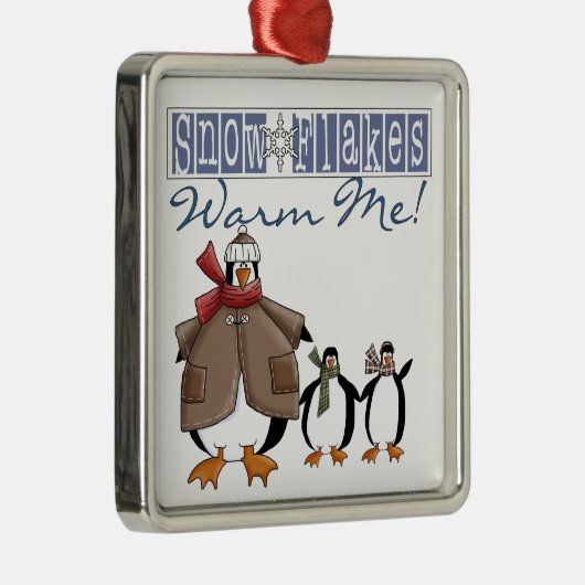 Sneeuwvlokken Verwarm me Pinguïn Keepsake Ornament (Rechts)
