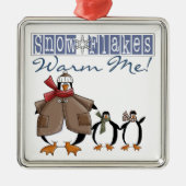 Sneeuwvlokken Verwarm me Pinguïn Keepsake Ornament (Voorkant)