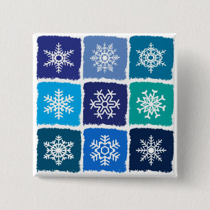 Sneeuwvlokken Vierkante Button 5,1 Cm