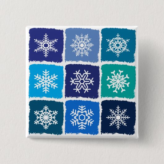 Sneeuwvlokken Vierkante Button 5,1 Cm (Voorkant)