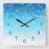 Sneeuwvlokken Vierkante Klok (Voorkant)