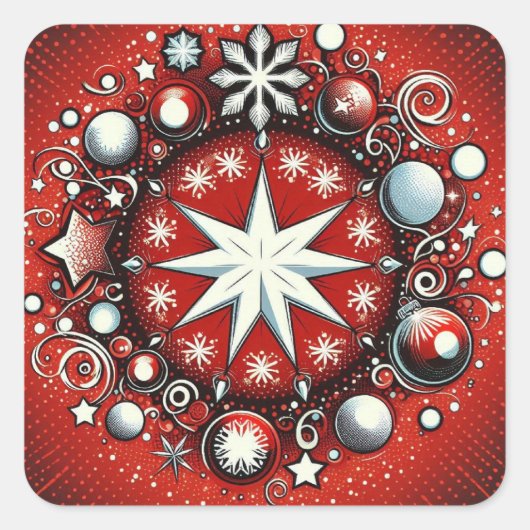 Sneeuwvlokken Vierkante Sticker (Voorkant)