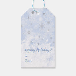 Sneeuwvlokken voor metalen op babyblauwe Jouw teks Cadeaulabel