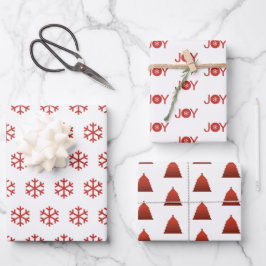 Sneeuwvlokken, vreugde en kerstboomstructuur inpakpapier vel