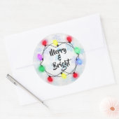 Sneeuwvlokken "Vrolijk & helder" Kerstmis Ronde Sticker (Envelop)