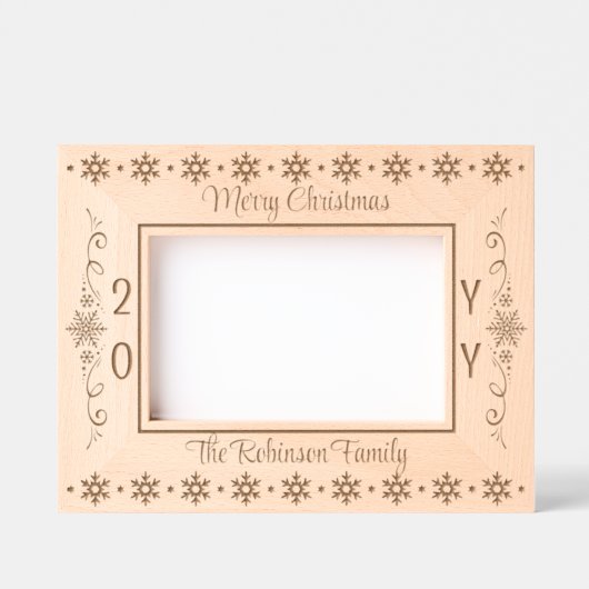 Sneeuwvlokken Vrolijk Kerstfeest Familienaam | Yea Gegraveerde Lijstjes (Voorkant)
