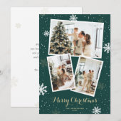 Sneeuwvlokken Vrolijke Kerstmis Fotokaarten Feestdagenkaart (Voorkant / Achterkant)