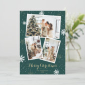 Sneeuwvlokken Vrolijke Kerstmis Fotokaarten Feestdagenkaart (Staand voorkant)