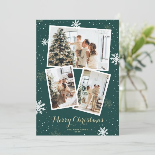 Sneeuwvlokken Vrolijke Kerstmis Fotokaarten Feestdagenkaart (Staand voorkant)