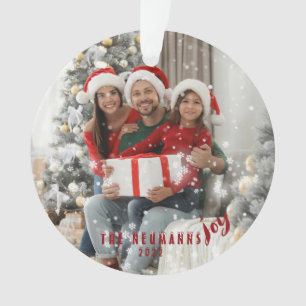 Sneeuwvlokken Vrolijke Vakantie Familie Foto Keram Ornament