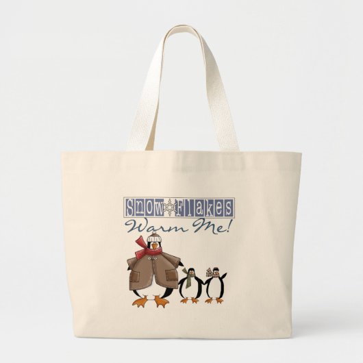 Sneeuwvlokken Warm Me Vakantiepinguïns Grote Tote Bag (Voorkant)
