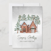Sneeuwvlokken Waterverf Scandi Kerstpijnbomen Feestdagenkaart (Voorkant)