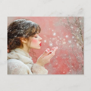 Sneeuwvlokken Wegblazen Briefkaart