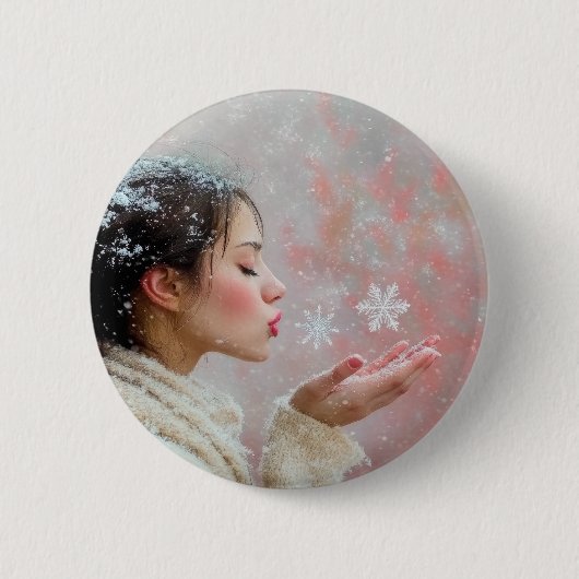 Sneeuwvlokken Wegblazend Ronde Button 5,7 Cm (Voorkant)