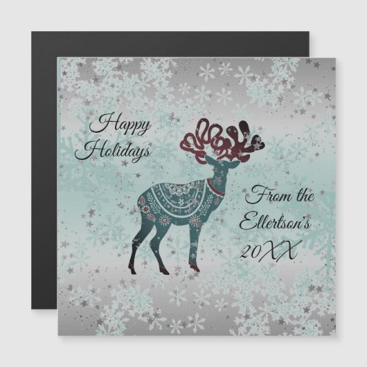 Sneeuwvlokken Whimsical Rendier Kerstglitter (Voorkant / Achterkant)