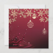 Sneeuwvlokken,Wijn Glas,Ballen Bedrijfs Kerst Kaart (Achterkant)