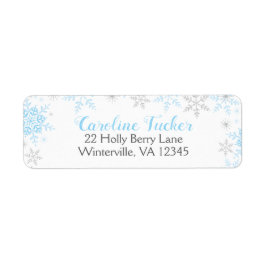 Sneeuwvlokken Winter Baby Jongen Douche Blauw Zilv Etiket