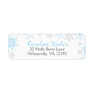 Sneeuwvlokken Winter Baby Jongen Douche Blauw Zilv Etiket