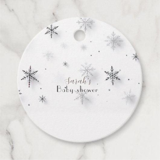 Sneeuwvlokken winter Baby shower Bedankjes Labels (Voorkant)