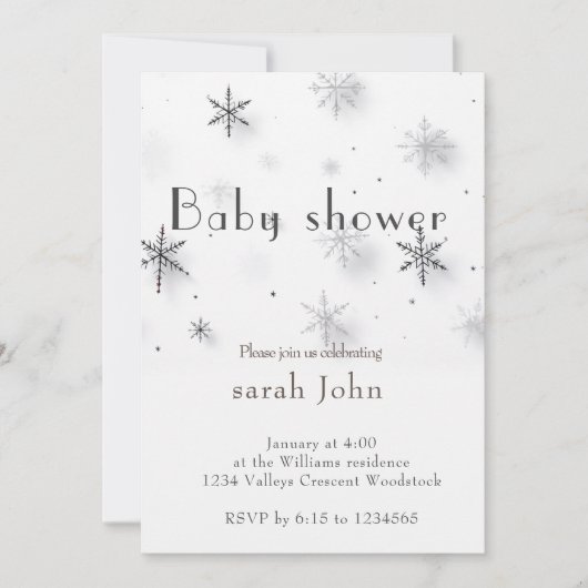 Sneeuwvlokken winter Baby shower Kaart (Voorkant)