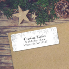 Sneeuwvlokken Winter Baby shower Silver Glitter Etiket