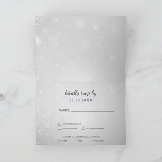 sneeuwvlokken winter bruiloft rsvp (Binnen)