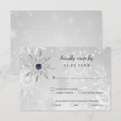sneeuwvlokken winter bruiloft rsvp kaartje (Voorkant / Achterkant)