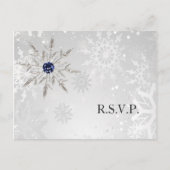 sneeuwvlokken winter bruiloft rsvp uitnodiging briefkaart (Voorkant)